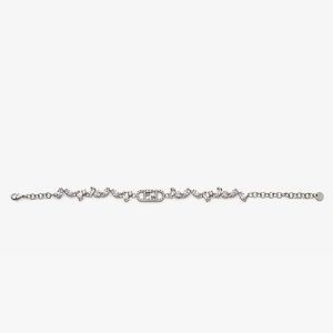 Fendi O'Lock Chain Bracelet In Metal with Geometric Crystals Palladium