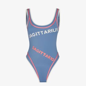 Fendi Reversible Swimsuit Women Astrology Logo Motif Lycra Blue