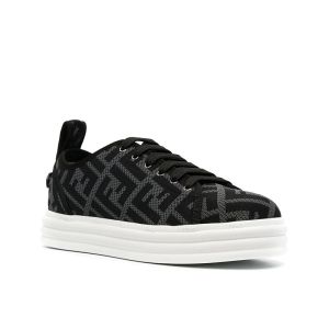 Fendi Rise Sneakers In FF Motif Fabric Black