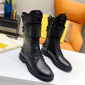Fendi Rockoko Combat Boots In Smooth Leather with Velcro Straps Black/White