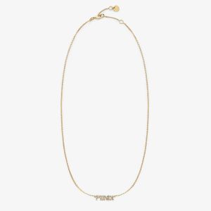 Fendi Signature Necklace In Crystal Metal Gold
