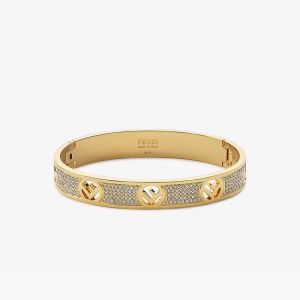 F is Fendi Ragid Bracelet In Metal with Crystals Gold